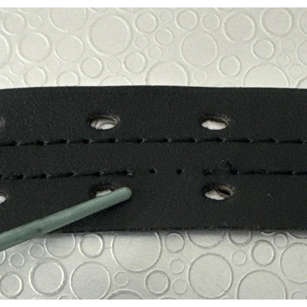 Wrangler Black Leather Belt 42 Double Prong Dual Pin Buckle Rugged Workwear 1.5”
